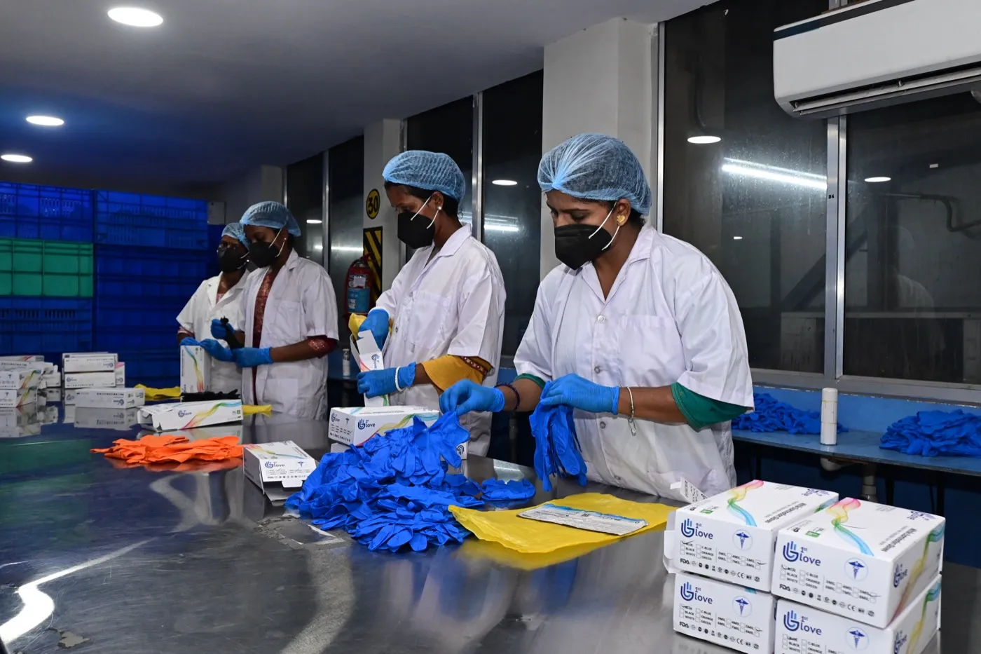 1st Glove physical testing and packing team at work